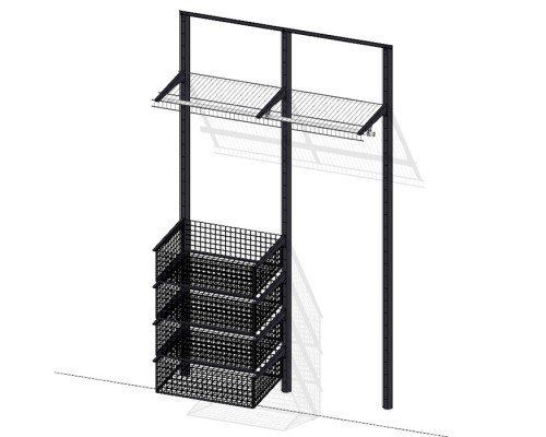 Гардеробная с выдвижными сетчатыми корзинами